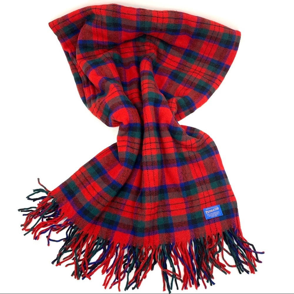 Vintage Pendleton Red Plaid Wool Blanket